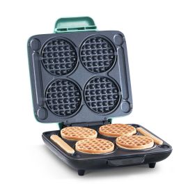 Multi Mini Waffle Maker: Four Mini Waffles; Perfect for Families and Individuals; 4 Inch Dual Non-stick Surfaces with Quick Release & Easy Clean