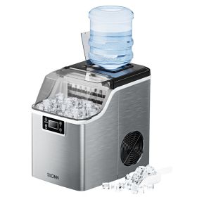 Silonn Countertop Ice Cube Ice Makers, 45lbs Per Day, Auto Self-Cleaning, 24 Pcs Ice Cubes in 13 Min, 2 Ways to Add Water