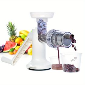 1pc Manual Masticating Juicer; Slow Juicer Extractor; Cold Press Juicer; Easy To Clean Slow Masticating Juicer For Vegetables; Fruits; Wheatgrass; Par (Color: White)