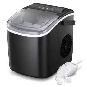 Ice Makers Countertop;  Protable Ice Maker Machine with Handel;  Self-Cleaning Ice Maker;  26Lbs/24H;  9 Ice Cubes Ready in 8 Mins;  for Home/Office/K (Color: Black)