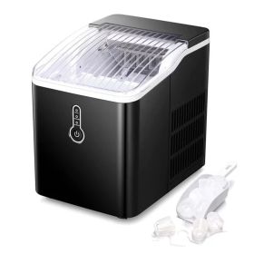 Countertop Ice Maker Machine;  Portable Compact Ice Cube Maker with Ice Scoop & Basket;  26Lbs/24H Ice Machine for Home/Kitchen/Office/Bar;  Black;  G (Color: Black)