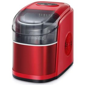 Countertop Ice Maker;  9 Cubes Ready in 6-8 Minutes with Self-Cleaning Program;  Compact Automatic Ice Makers;  Red;  Black&Red;  White (Color: Red)