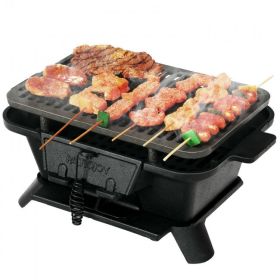 Heavy Duty Cast Iron Tabletop BBQ Grill Stove for Camping Picnic (Color: Black)