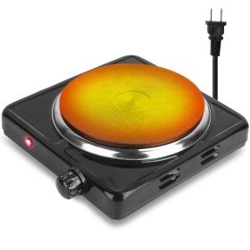 1500W Electric Single Burner Portable Heating Hot Plate Stove Countertop RV Hotplate with Non Slip Rubber Feet 5 Temperature Adjustments (Power: 1500W, Color: Black)